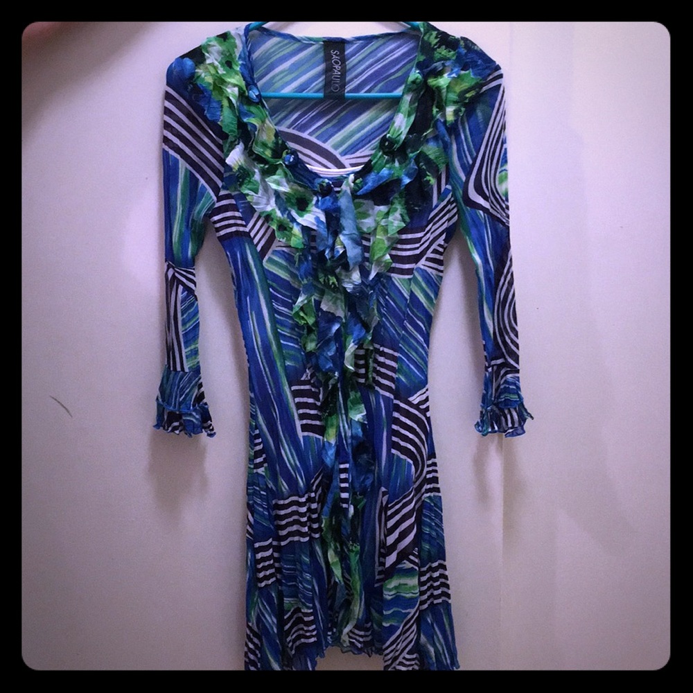 Saopaulo vibrant 3/4 sleeve dress
